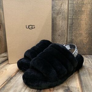 UGG Fluff Yeah Black Slide Platform Slippers: Women’s Size 7